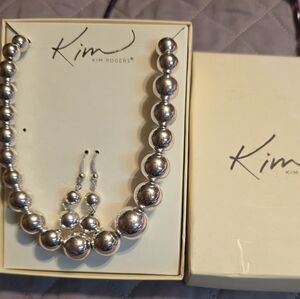 Kim Rogers Silver Necklace and Earring Set